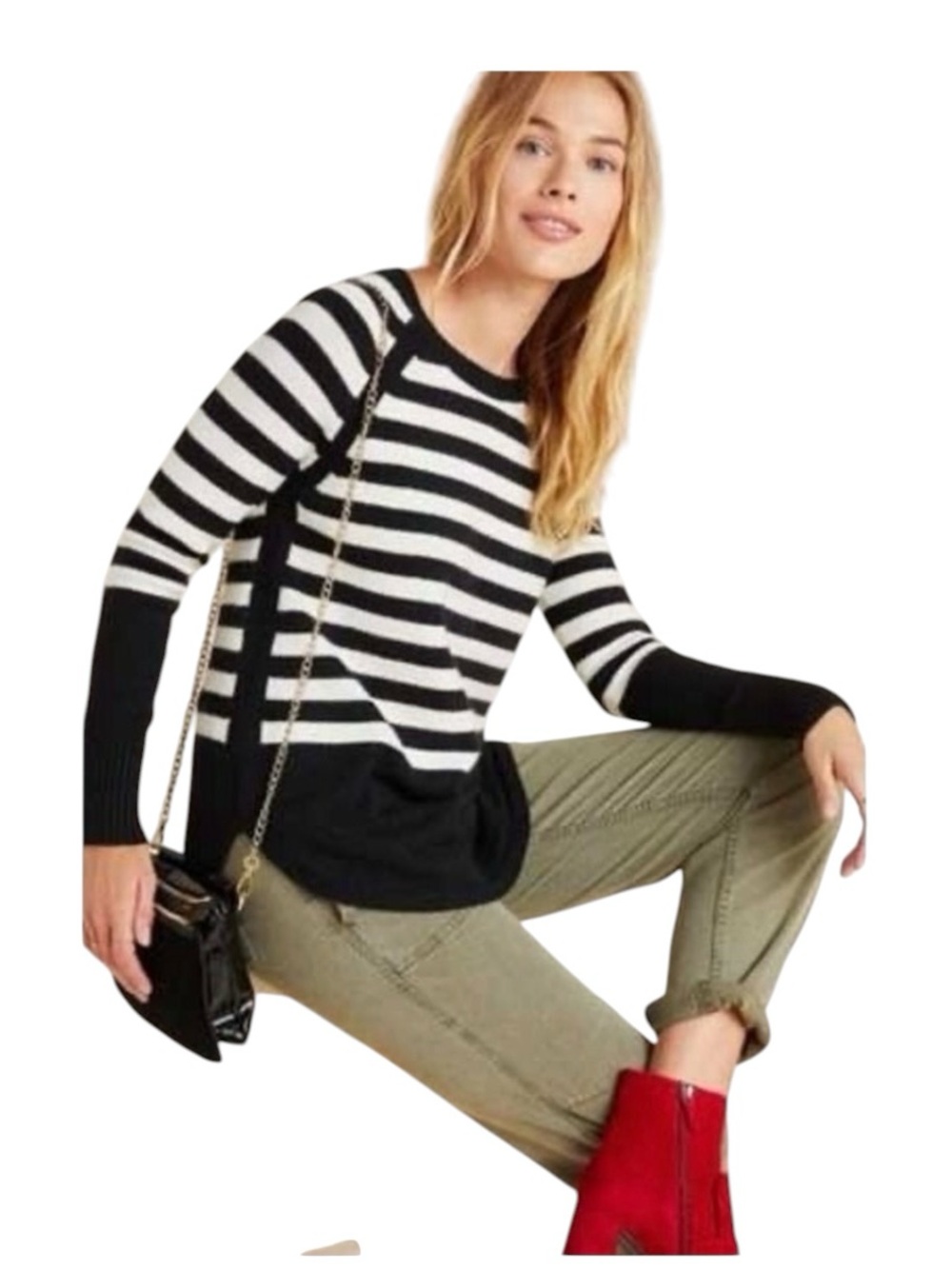 Anthropologie Rebekah Black & White Striped Sweater size small